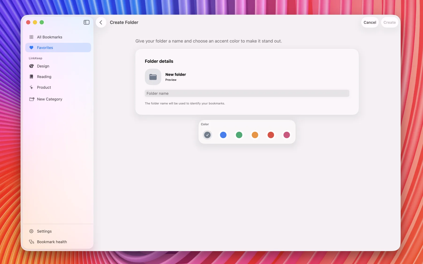 Group related bookmarks into folders