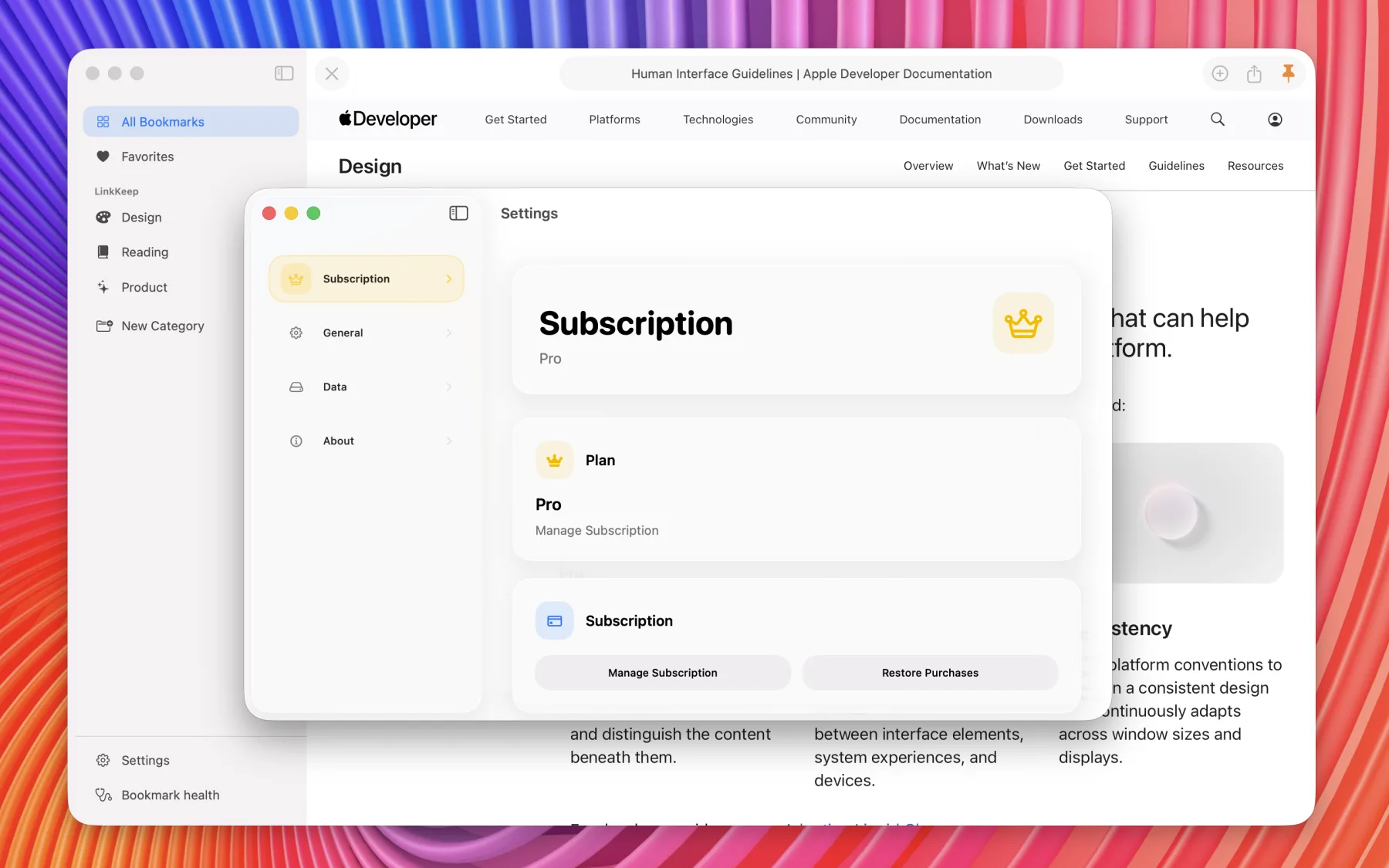Manage Pro and app settings