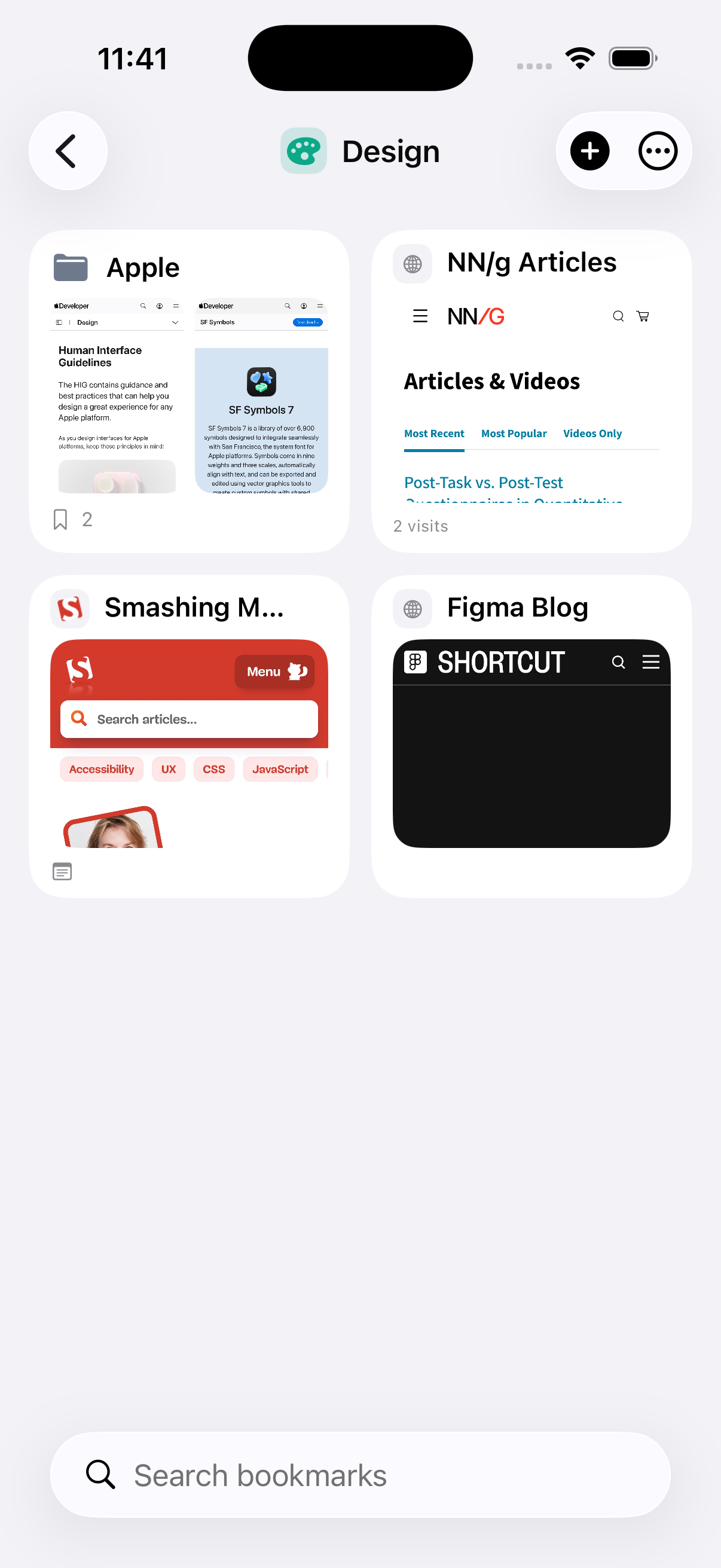 LinkKeep category detail — bookmarks list